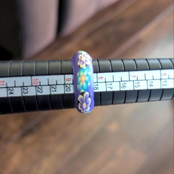 $5 Item! Size 8.5 Purple Floral Fimo Clay Ring - Picture 5 of 6